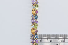 Load image into Gallery viewer, 14K Rainbow Gemstone Diamond Fashion Tennis Bracelet 7.5&quot; Yellow Gold