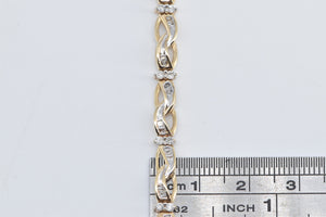 10K 1.50 Ctw Baguette Diamond Wavy Link Tennis Bracelet 7" Yellow Gold