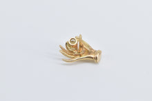 Load image into Gallery viewer, 14K Victorian Hand Holding Stone Ornate Lapel Pin/Brooch Yellow Gold