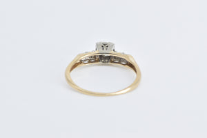 14K Art Deco Diamond Vintage Classic Promise Ring Yellow Gold