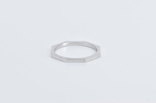 14K Squared Octagonal Stacking Fashion Band Ring White Gold