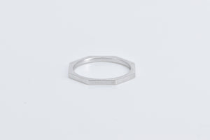 14K Squared Octagonal Stacking Fashion Band Ring White Gold