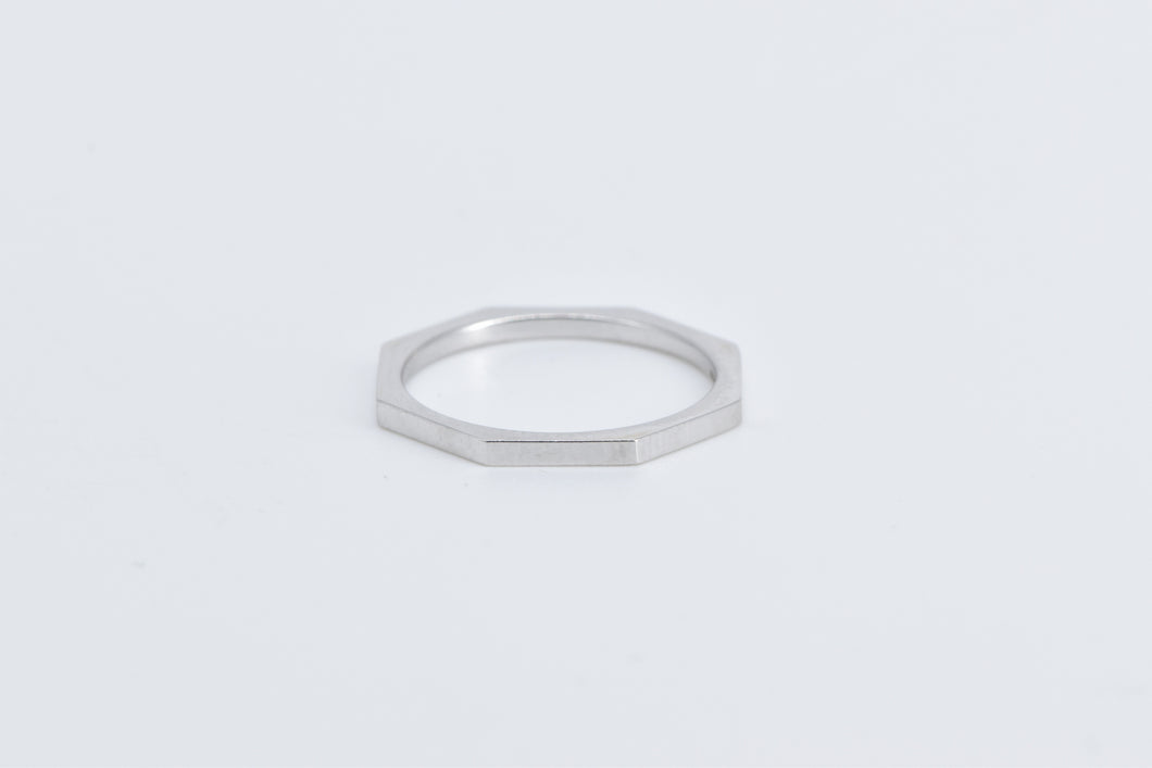 14K Squared Octagonal Stacking Fashion Band Ring White Gold