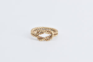 14K Knot Rope Braid Woven Design Promise Ring Yellow Gold