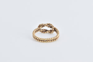 14K Knot Rope Braid Woven Design Promise Ring Yellow Gold