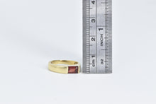 Load image into Gallery viewer, 14K Emerald Cut Garnet Squared Stacking Band Ring Yellow Gold