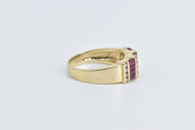 Load image into Gallery viewer, 14K 1.76 Ctw Ruby Diamond Striped Statement Band Ring Yellow Gold