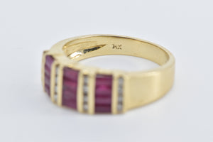 14K 1.76 Ctw Ruby Diamond Striped Statement Band Ring Yellow Gold