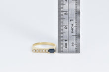 Load image into Gallery viewer, 14K Emerald Cut Sapphire Diamond Stacking Band Ring Yellow Gold