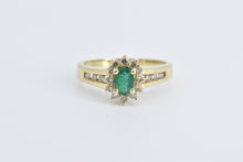 Load image into Gallery viewer, 14K 0.50 Ctw Nat. Emerald Diamond Halo Engagement Ring Yellow Gold