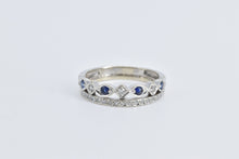 Load image into Gallery viewer, 10K Sapphire Diamond Layered Wedding Band Ring White Gold