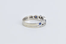 Load image into Gallery viewer, 10K Sapphire Diamond Layered Wedding Band Ring White Gold