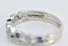 Load image into Gallery viewer, 10K Sapphire Diamond Layered Wedding Band Ring White Gold