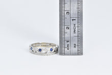 Load image into Gallery viewer, 10K Sapphire Diamond Layered Wedding Band Ring White Gold