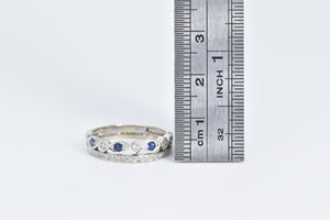 10K Sapphire Diamond Layered Wedding Band Ring White Gold