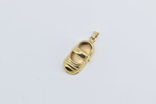 14K 3D Mary Jane Flat Shoe Slipper Charm/Pendant Yellow Gold