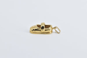 14K 3D Mary Jane Flat Shoe Slipper Charm/Pendant Yellow Gold