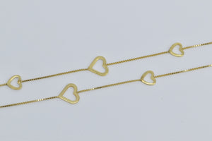 10K Heart Link Box Chain Love Symbol Romantic Necklace 17.25" Yellow Gold