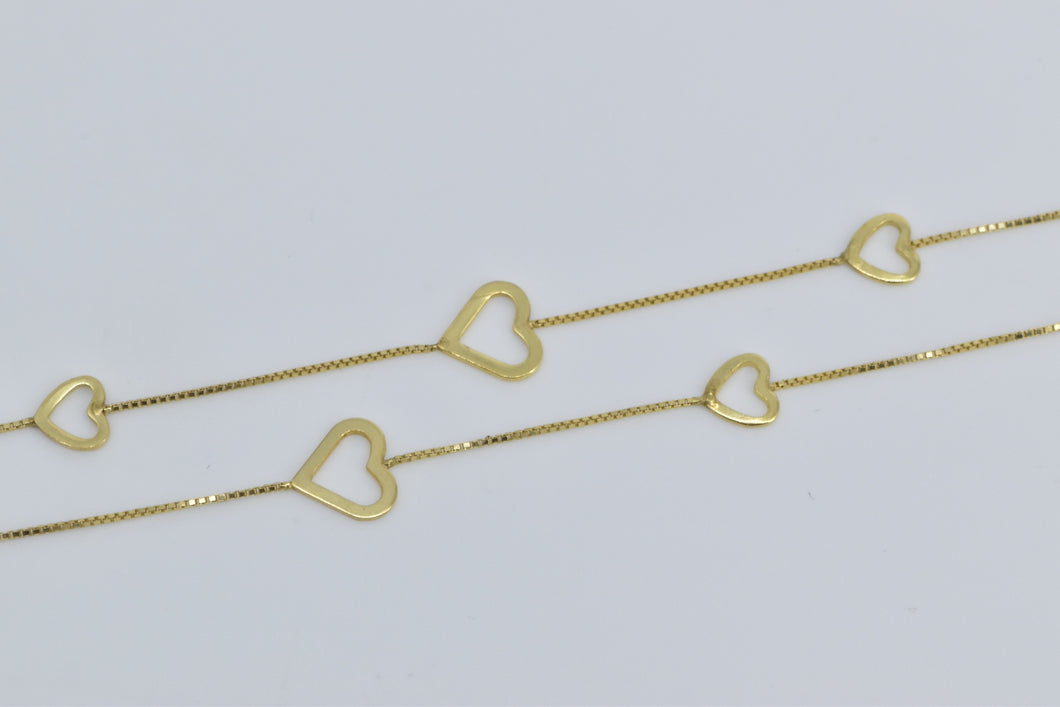 10K Heart Link Box Chain Love Symbol Romantic Necklace 17.25