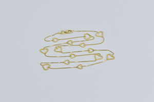 10K Heart Link Box Chain Love Symbol Romantic Necklace 17.25" Yellow Gold