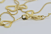 Load image into Gallery viewer, 10K Heart Link Box Chain Love Symbol Romantic Necklace 17.25&quot; Yellow Gold