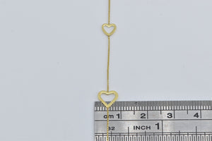 10K Heart Link Box Chain Love Symbol Romantic Necklace 17.25" Yellow Gold