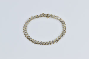 10K 1.32 Ctw Vintage Classic Wavy Link Tennis Bracelet 7.75" Yellow Gold