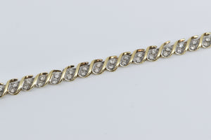 10K 1.32 Ctw Vintage Classic Wavy Link Tennis Bracelet 7.75" Yellow Gold