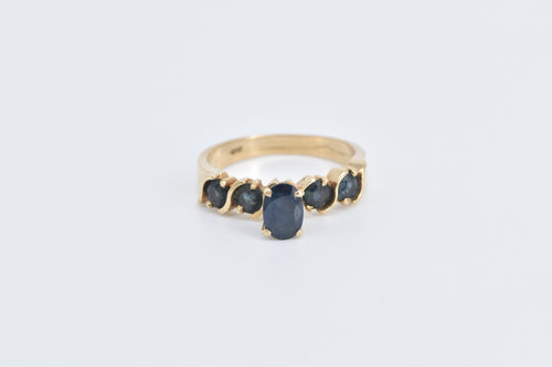 18K Oval Sapphire Wavy Link Engagement Ring Yellow Gold