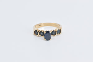 18K Oval Sapphire Wavy Link Engagement Ring Yellow Gold