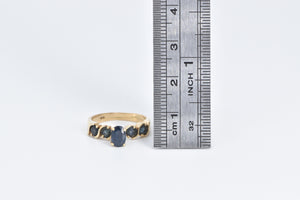 18K Oval Sapphire Wavy Link Engagement Ring Yellow Gold