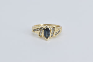 14K Marquise Sapphire Diamond Engagement Ring Yellow Gold