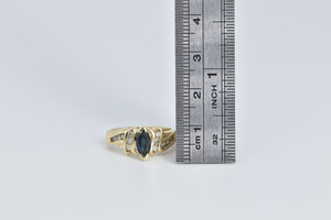 14K Marquise Sapphire Diamond Engagement Ring Yellow Gold