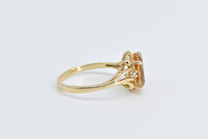 10K Oval Citrine Diamond Accent Freeform Ring Yellow Gold