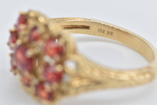 Load image into Gallery viewer, 10K Ornate Garnet Diamond Scalloped Statement Ring Yellow Gold