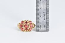 Load image into Gallery viewer, 10K Ornate Garnet Diamond Scalloped Statement Ring Yellow Gold