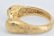 Load image into Gallery viewer, 14K Ruby Eyed Love Bird Ornate Statement Ring Yellow Gold