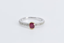 Load image into Gallery viewer, 18K Oval Ruby Diamond Accent Engagement Ring White Gold