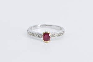 18K Oval Ruby Diamond Accent Engagement Ring White Gold