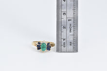 Load image into Gallery viewer, 18K Natural Emerald Diamond Baguette Sapphire Ring Yellow Gold