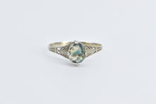 Load image into Gallery viewer, 18K Art Deco Filigree Art Glass Ornate Fashion Ring White Gold