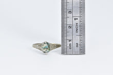 Load image into Gallery viewer, 18K Art Deco Filigree Art Glass Ornate Fashion Ring White Gold