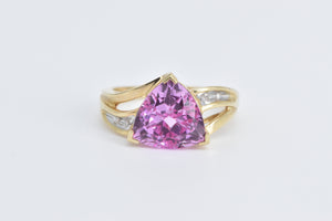 10K Trillion Pink Topaz Diamond Accent Statement Ring Yellow Gold