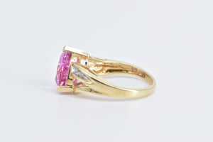 10K Trillion Pink Topaz Diamond Accent Statement Ring Yellow Gold