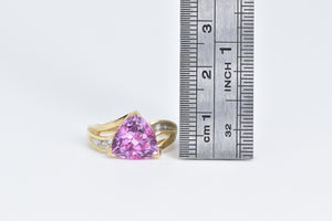 10K Trillion Pink Topaz Diamond Accent Statement Ring Yellow Gold