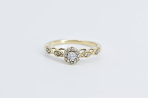 10K 0.28 Ctw Diamond Halo Promise Engagement Ring Yellow Gold