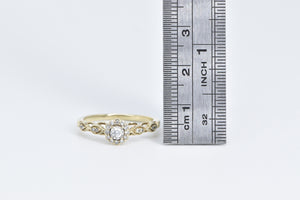 10K 0.28 Ctw Diamond Halo Promise Engagement Ring Yellow Gold