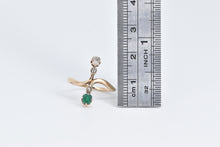 Load image into Gallery viewer, 14K Victorian Emerald OMC Rose Diamond Statement Ring Yellow Gold