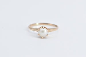 14K Victorian Pearl Ornate Classic Engagement Ring Yellow Gold