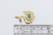 Load image into Gallery viewer, 18K Oval Jade Diamond Halo Swan Ruby Eyed Bird Pendant Yellow Gold